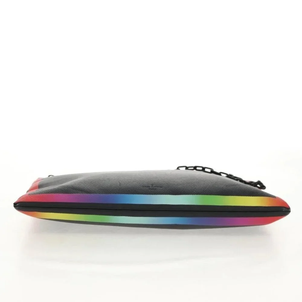 LOUIS VUITTON taiga rainbow Chain Pochette A4 Bag Black M30347 LV Auth 157880M - Picture 7 of 16